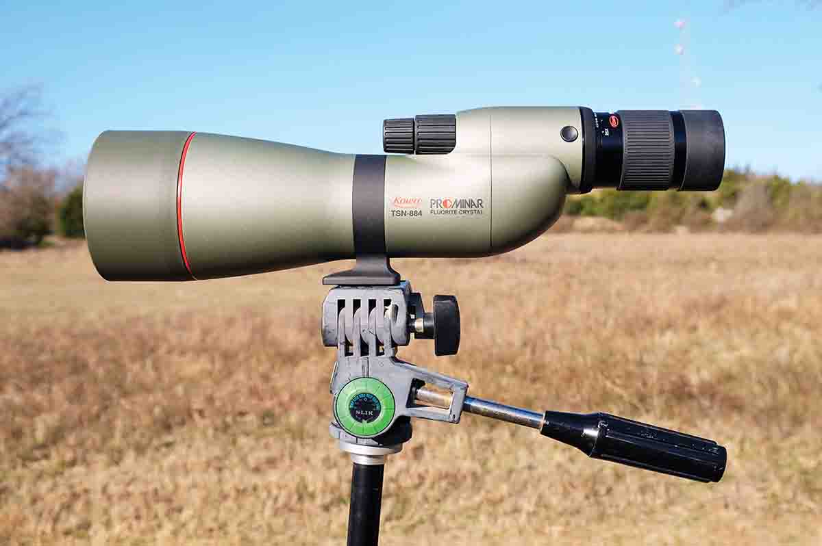 A quality spotting scope is necessary for viewing any target at extended ranges. Mike used this 88mm Kowa 25x-60x.